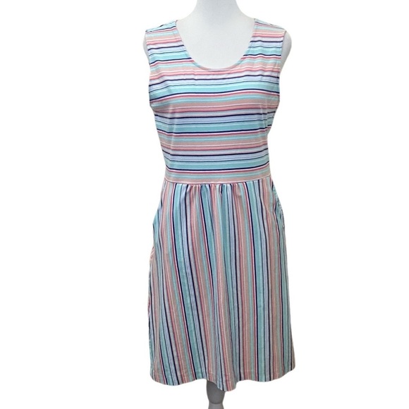 Lands' End Dresses & Skirts - Lands' End Multicolor Striped Midi Dress. Sleeveless. Size S. Pockets. Comfy!